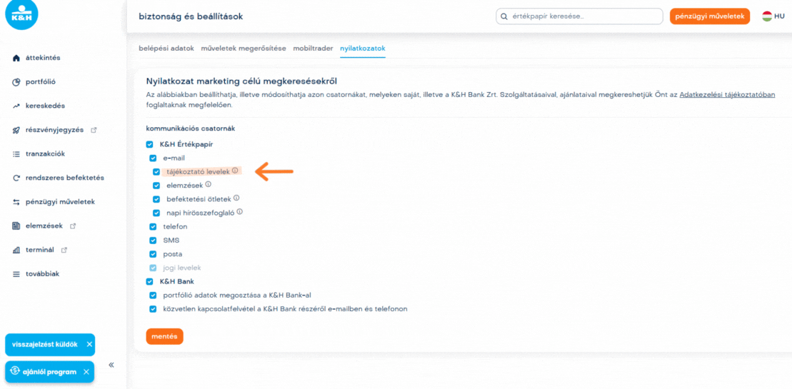 tájékoztató levelek